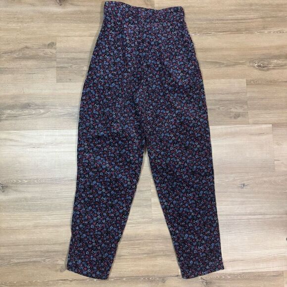 Vintage Stefano 8 High Rise Micro Floral Courduroy Pants Blue Purple Cottagecore - Picture 7 of 8